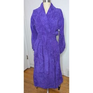 *NWT* VTG Purple Chenille Bath Robe Belted Housecoat Shawl Collar 70s 80s Small